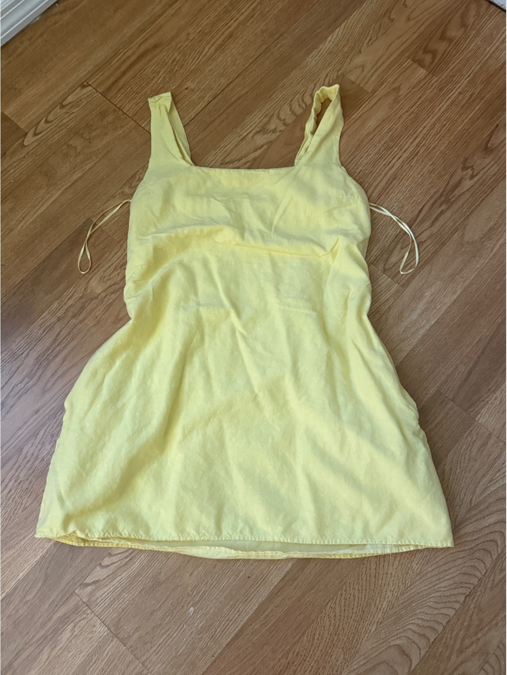Japna Yellow Sleeveless Linen Blend Dress Large